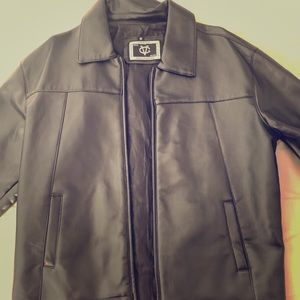 Genuine black leather Emporio Armani jacket.